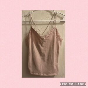 Express Lace Trim Strappy Back Tank